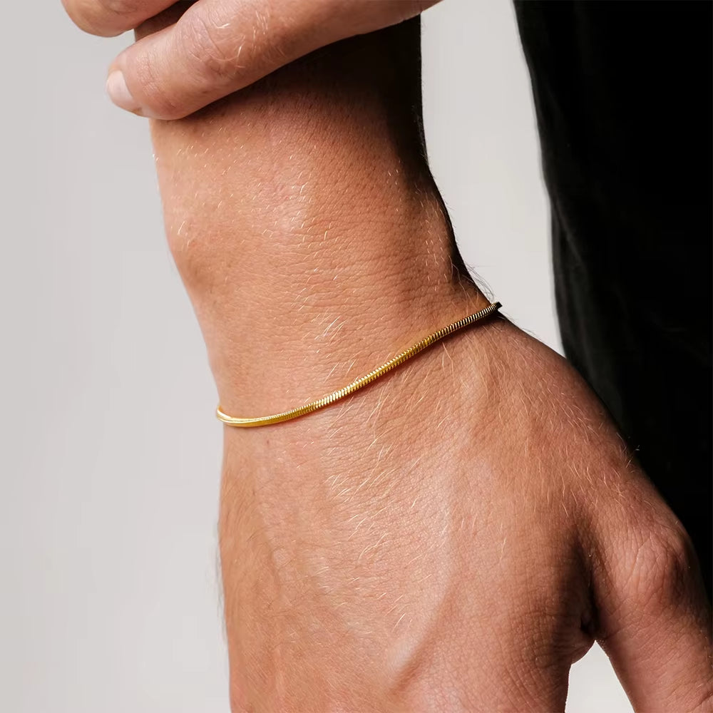 Emanco™ Gold Snake Chain Bracelet – Bold Simplicity for the Modern Man