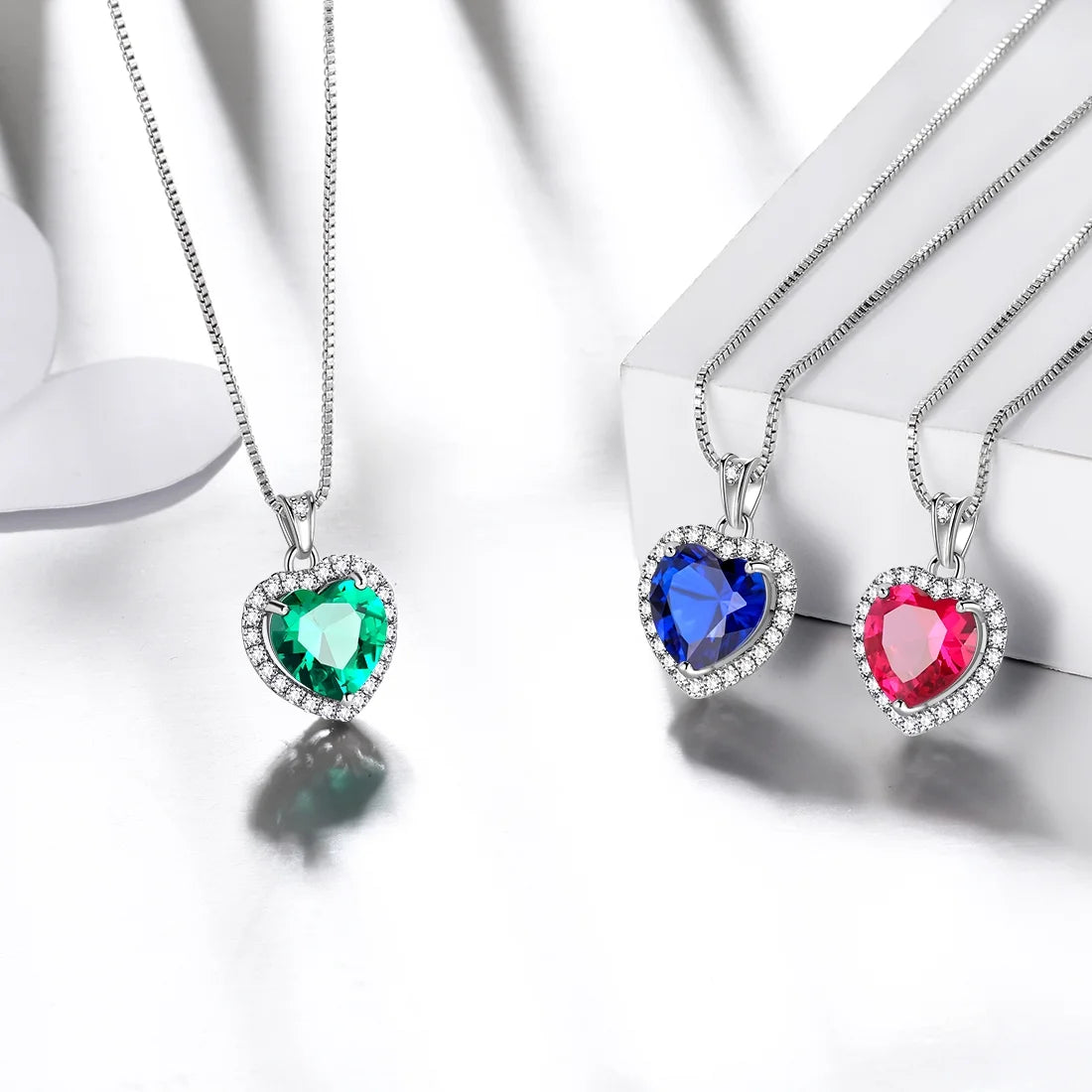 September Birthstone Necklace Women Blue Heart Necklace Sapphire Crystal CZ 925 Sterling Silver Pendant Jewelry Birthday Mother'S Day Gifts Juwaliy