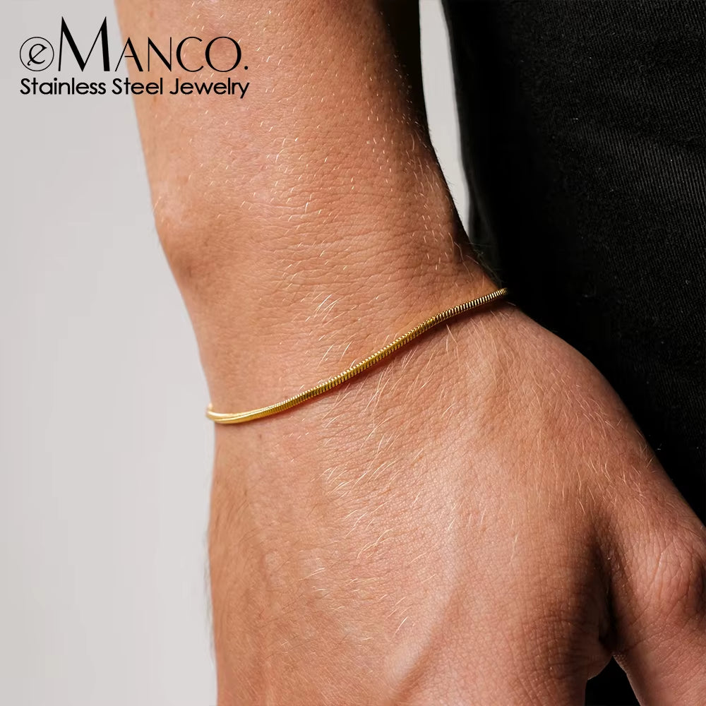 Emanco™ Gold Snake Chain Bracelet – Bold Simplicity for the Modern Man