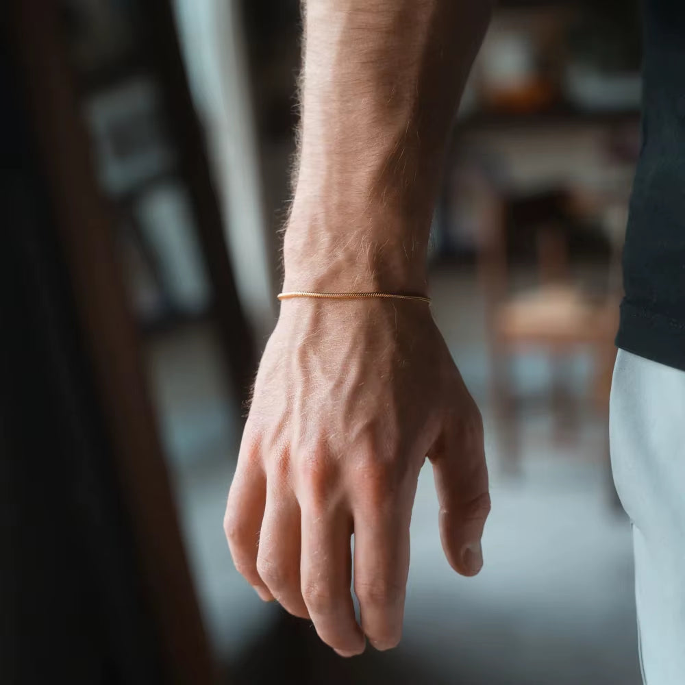 Emanco™ Gold Snake Chain Bracelet – Bold Simplicity for the Modern Man